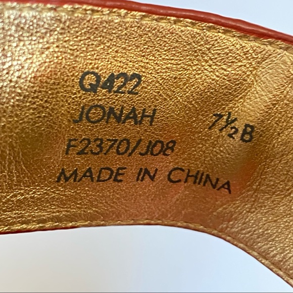 Coach Jonah open toe orange leather straps brown wood platform chunky cone heels - Picture 12 of 12